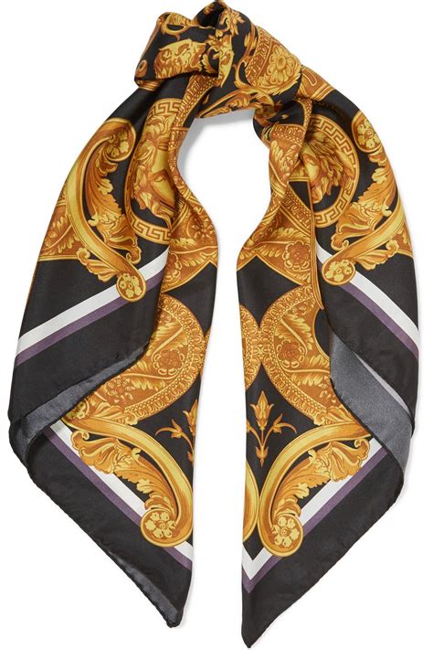 versace made in italy silk foulard scarf|Versace printed silk scarf.